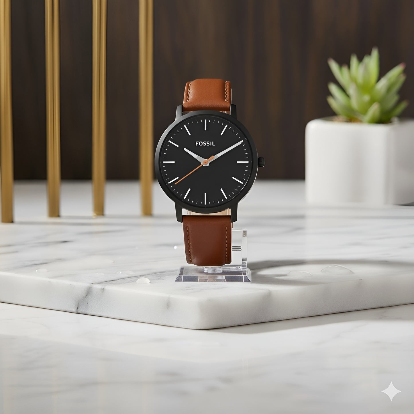 Fossil Men's The Minimalist Three-Hand Black Leather Watch