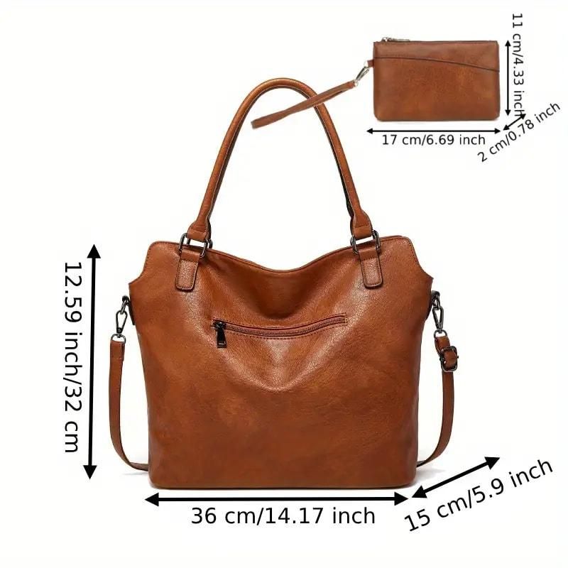 Leather Hobo Bags for Women Purse Stylish 2 in 1 Handbags with Shoulder Strap Ladies Office Bag