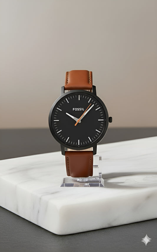 Fossil Men's The Minimalist Three-Hand Black Leather Watch