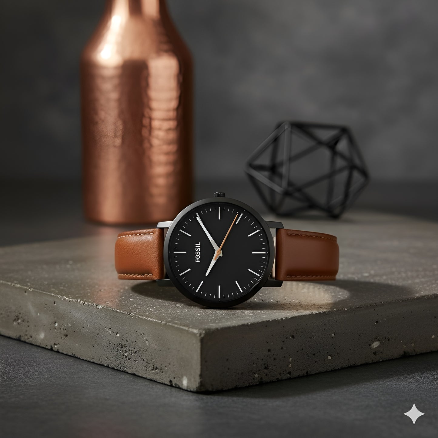 Fossil Men's The Minimalist Three-Hand Black Leather Watch