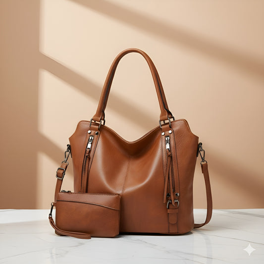 Leather Hobo Bags for Women Purse Stylish 2 in 1 Handbags with Shoulder Strap Ladies Office Bag